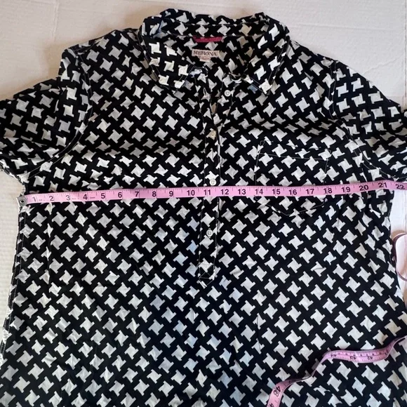 Merona Black & White Geometric Print Button Front Blouse XXL - Picture 8 of 11